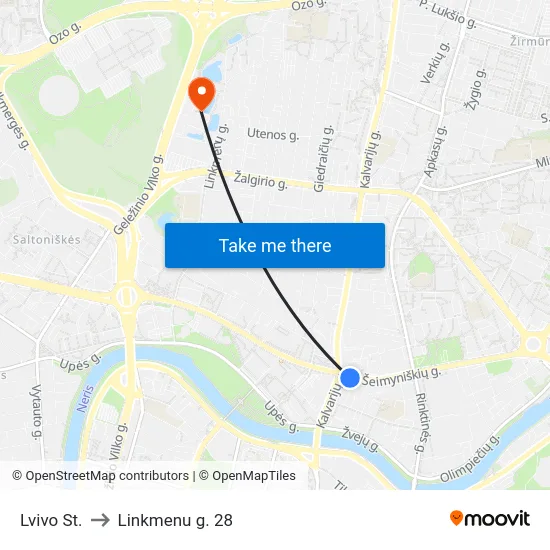 Lvivo St. to Linkmenu g. 28 map