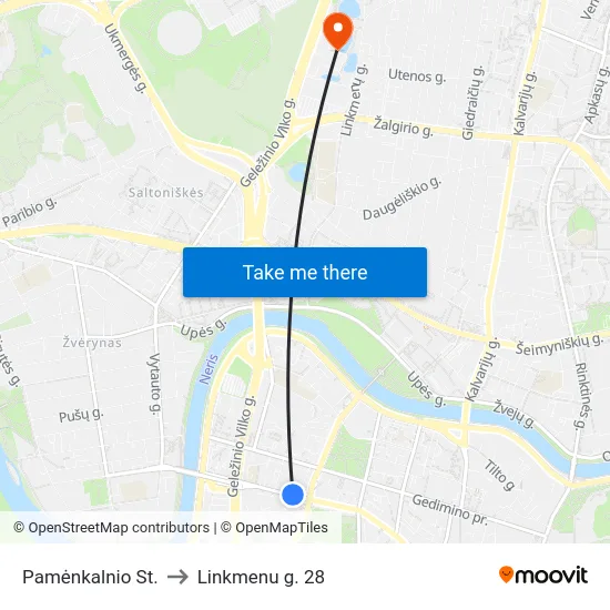 Pamėnkalnio St. to Linkmenu g. 28 map