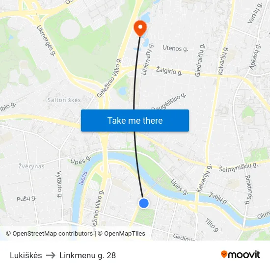 Lukiškės to Linkmenu g. 28 map