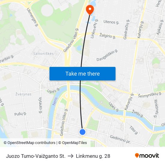 Juozo Tumo-Vaižganto St. to Linkmenu g. 28 map