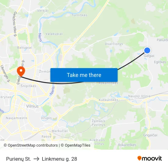 Purienų St. to Linkmenu g. 28 map