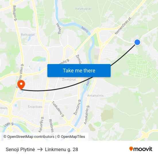 Senoji Plytinė to Linkmenu g. 28 map