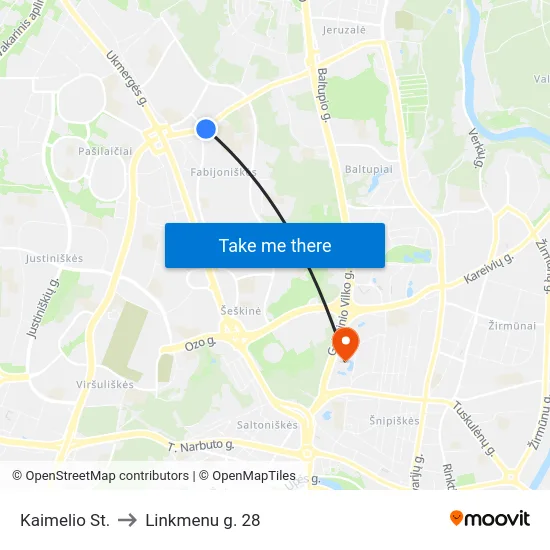 Kaimelio St. to Linkmenu g. 28 map