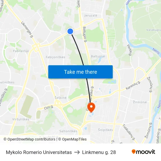Mykolo Romerio Universitetas to Linkmenu g. 28 map