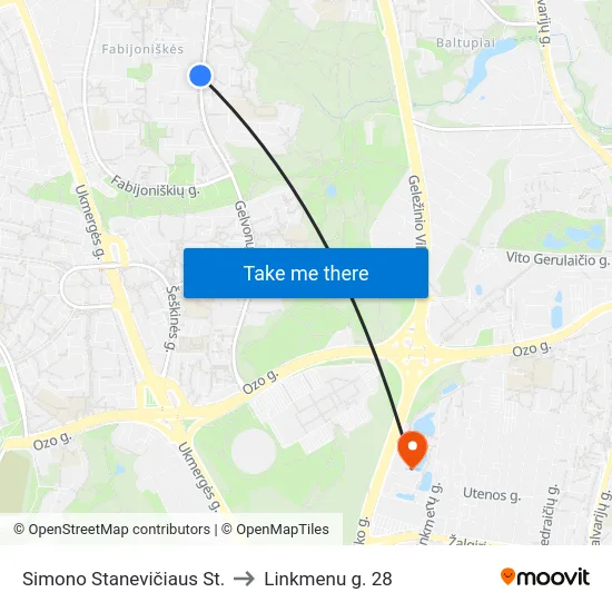 Simono Stanevičiaus St. to Linkmenu g. 28 map