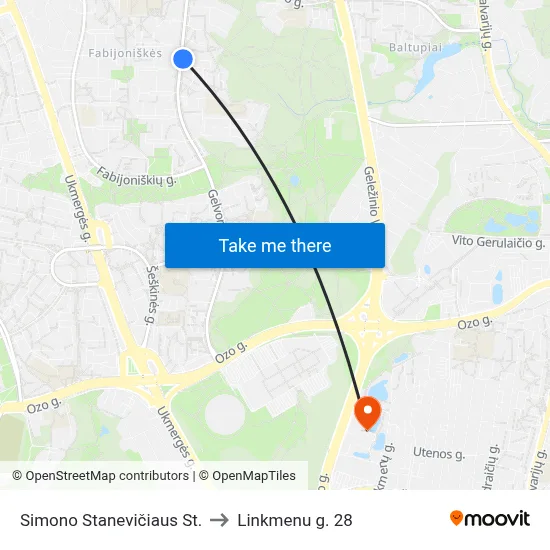 Simono Stanevičiaus St. to Linkmenu g. 28 map