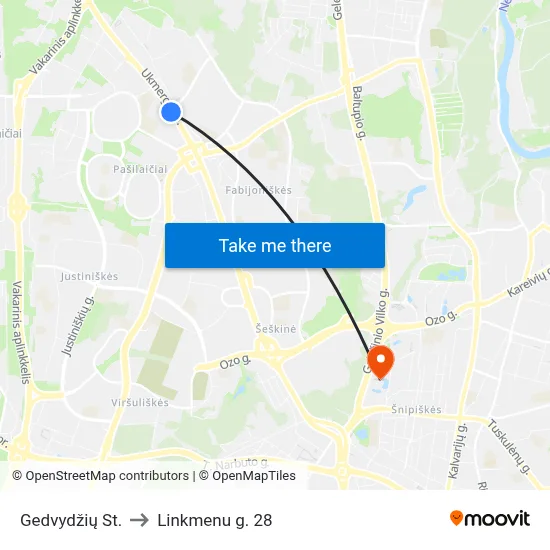 Gedvydžių St. to Linkmenu g. 28 map
