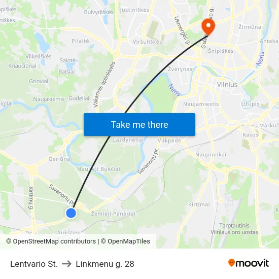 Lentvario St. to Linkmenu g. 28 map