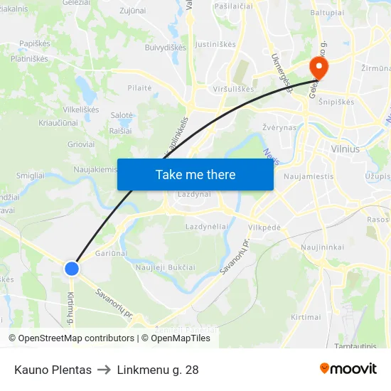 Kauno Plentas to Linkmenu g. 28 map