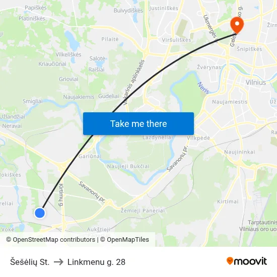 Šešėlių St. to Linkmenu g. 28 map