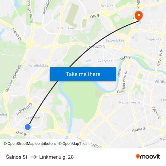 Šalnos St. to Linkmenu g. 28 map