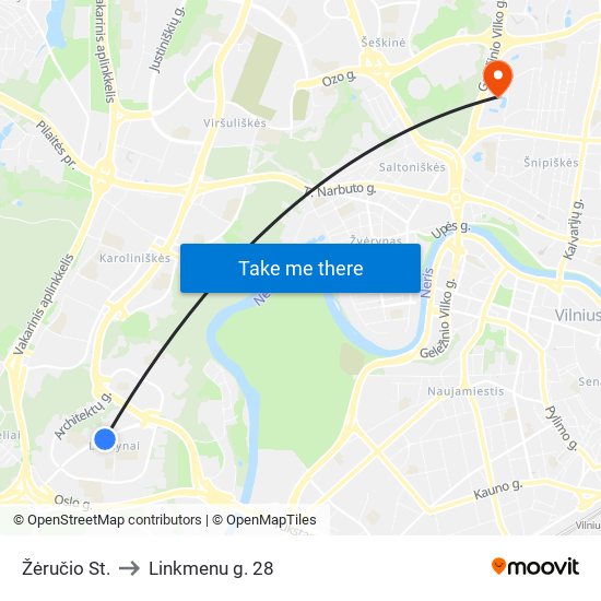 Žėručio St. to Linkmenu g. 28 map