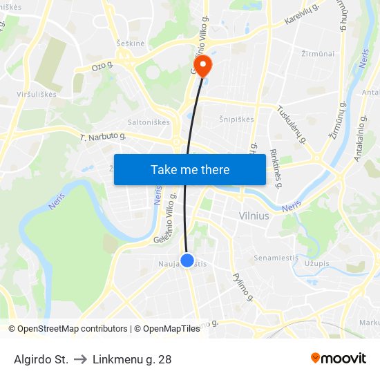 Algirdo St. to Linkmenu g. 28 map