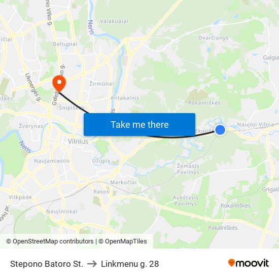 Stepono Batoro St. to Linkmenu g. 28 map