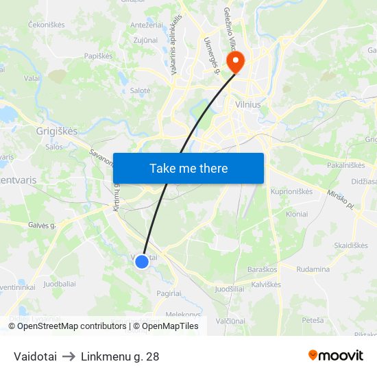 Vaidotai to Linkmenu g. 28 map