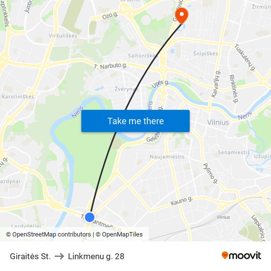 Giraitės St. to Linkmenu g. 28 map
