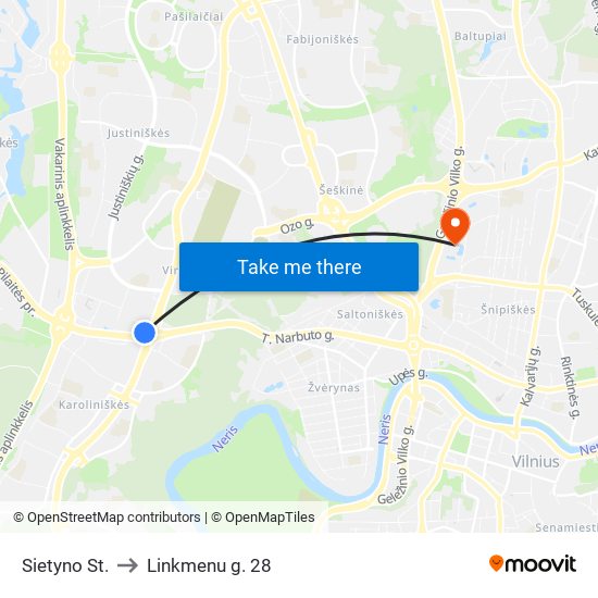 Sietyno St. to Linkmenu g. 28 map