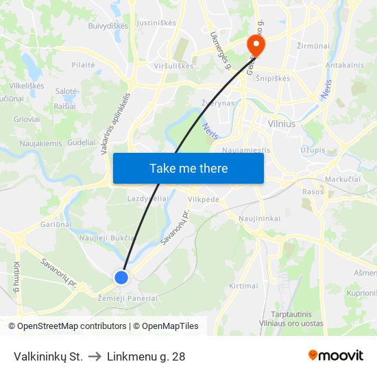 Valkininkų St. to Linkmenu g. 28 map