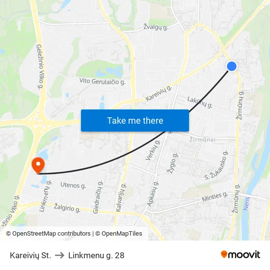 Kareivių St. to Linkmenu g. 28 map