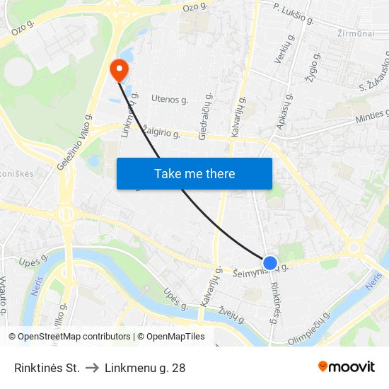 Rinktinės St. to Linkmenu g. 28 map