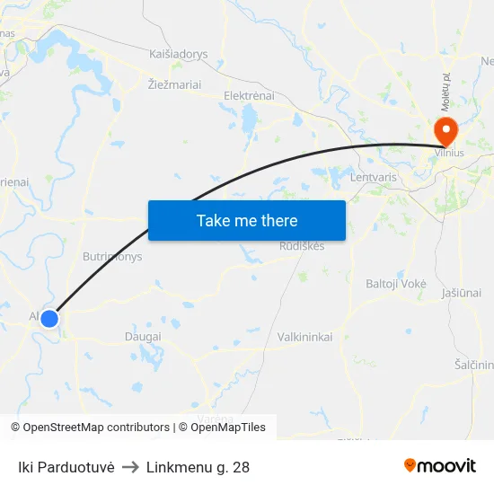 Iki Parduotuvė to Linkmenu g. 28 map