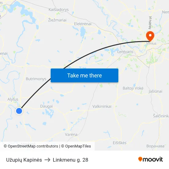 Užupių Kapinės to Linkmenu g. 28 map