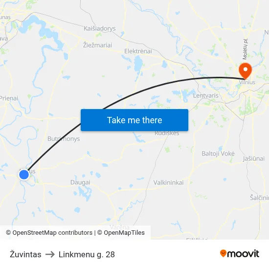 Žuvintas to Linkmenu g. 28 map