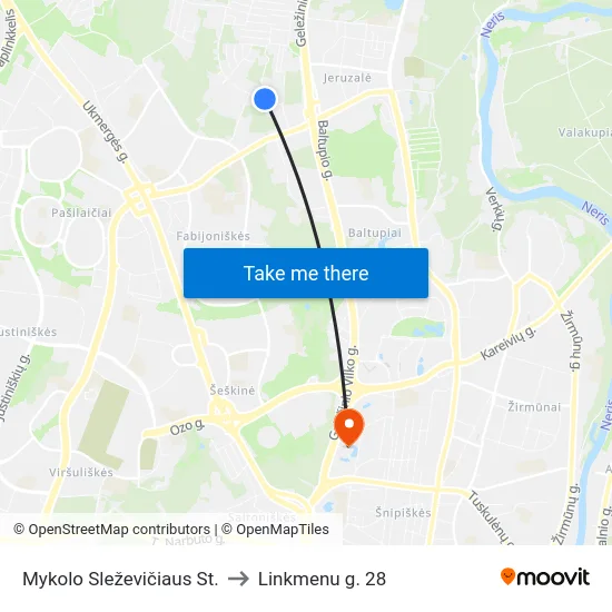 Mykolo Sleževičiaus St. to Linkmenu g. 28 map