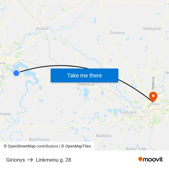 Girionys to Linkmenu g. 28 map