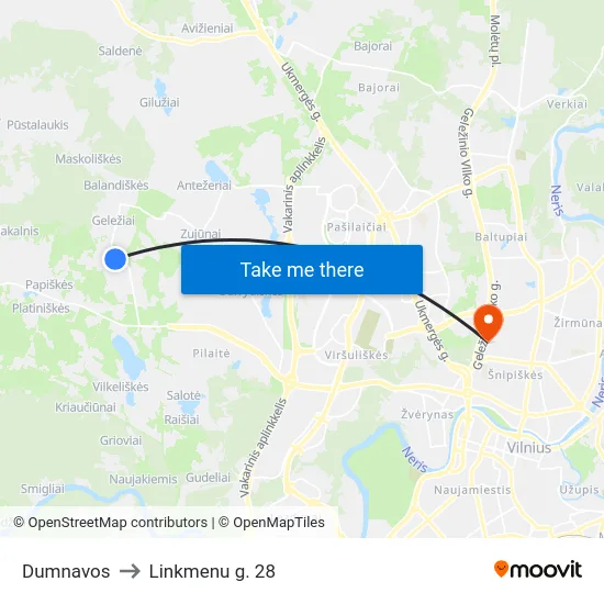 Dumnavos to Linkmenu g. 28 map