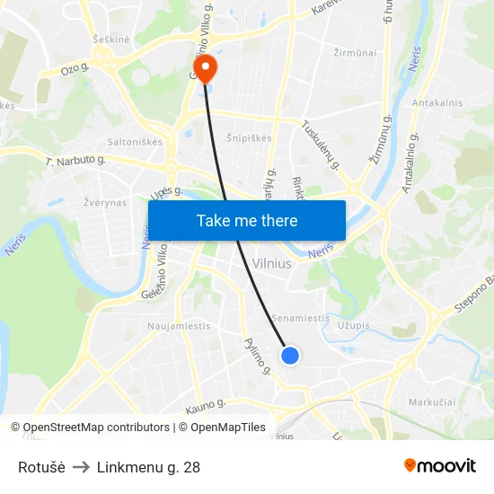 Rotušė to Linkmenu g. 28 map
