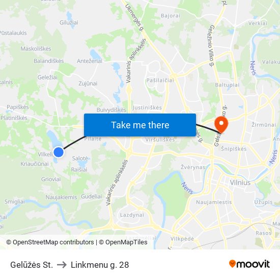 Gelūžės St. to Linkmenu g. 28 map