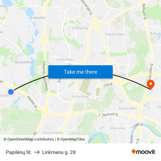 Papilėnų St. to Linkmenu g. 28 map