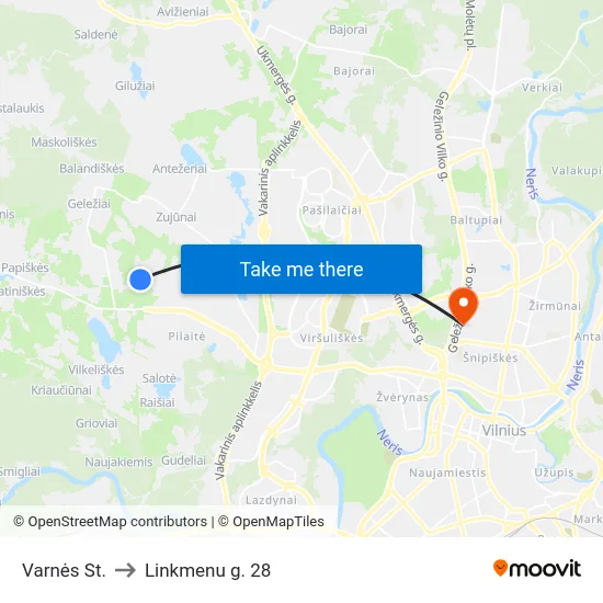 Varnės St. to Linkmenu g. 28 map