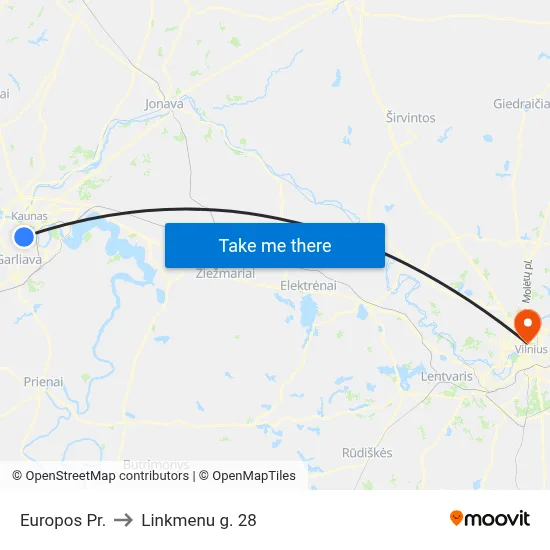 Europos Pr. to Linkmenu g. 28 map