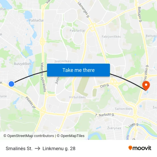 Smalinės St. to Linkmenu g. 28 map