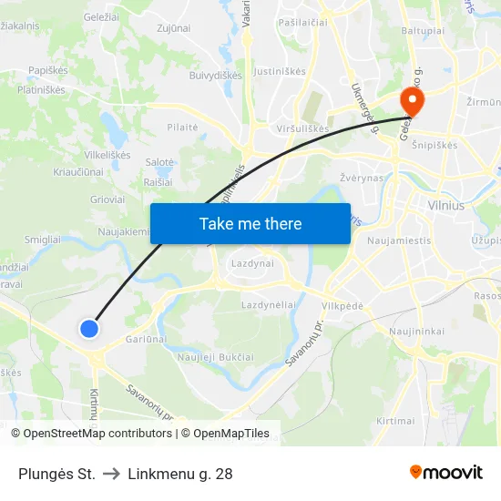 Plungės St. to Linkmenu g. 28 map
