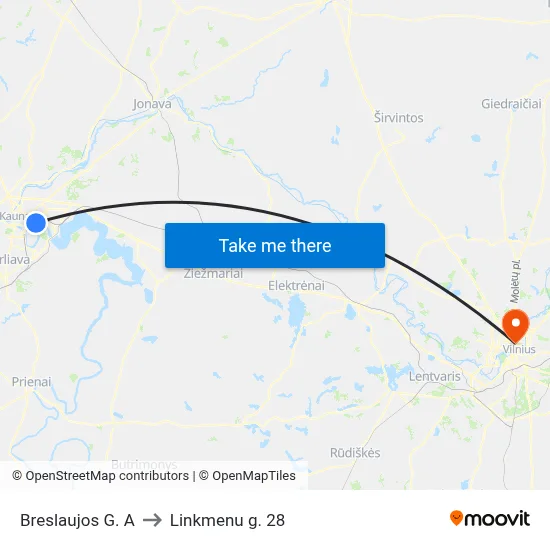 Breslaujos G. A to Linkmenu g. 28 map
