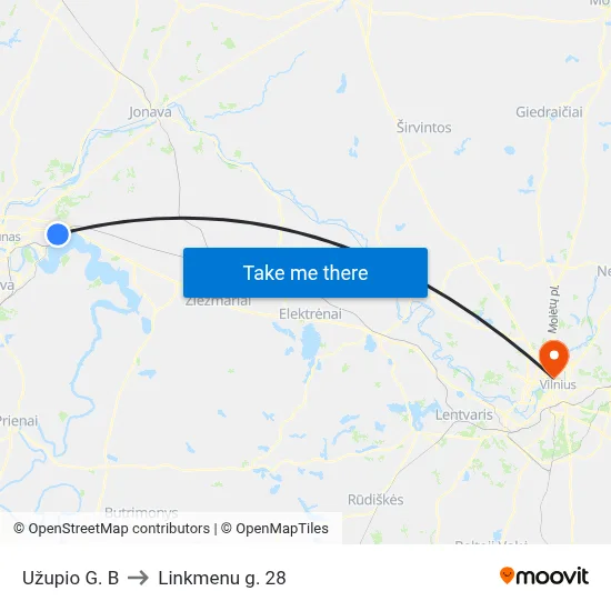 Užupio G. B to Linkmenu g. 28 map