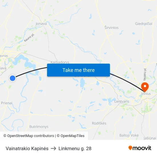 Vainatrakio Kapinės to Linkmenu g. 28 map