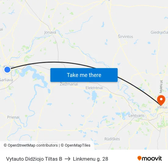Vytauto Didžiojo Tiltas B to Linkmenu g. 28 map
