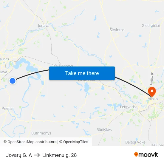 Jovarų G. A to Linkmenu g. 28 map