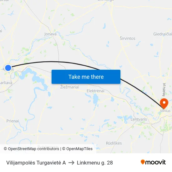 Vilijampolės Turgavietė A to Linkmenu g. 28 map