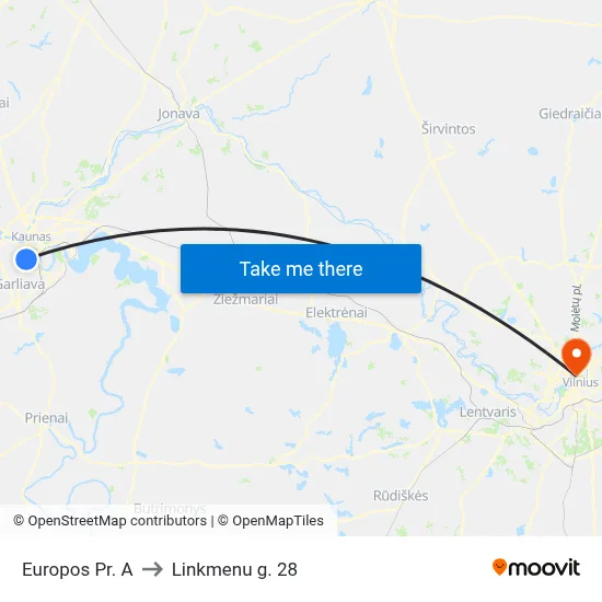 Europos Pr. A to Linkmenu g. 28 map