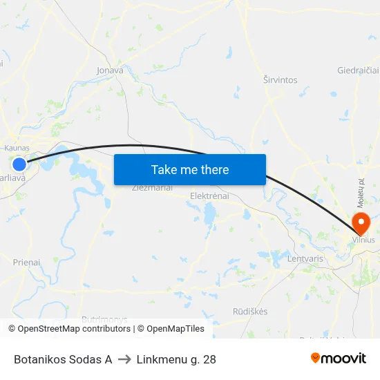 Botanikos Sodas A to Linkmenu g. 28 map
