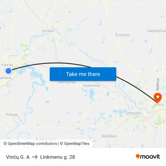 Vinčų G. A to Linkmenu g. 28 map