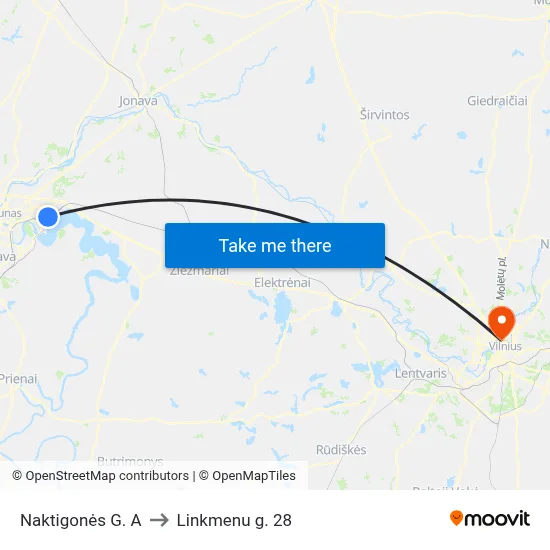Naktigonės G. A to Linkmenu g. 28 map