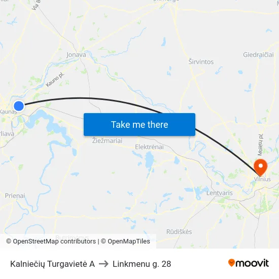 Kalniečių Turgavietė A to Linkmenu g. 28 map