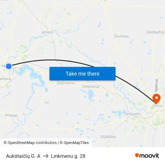 Aukštaičių G. A to Linkmenu g. 28 map