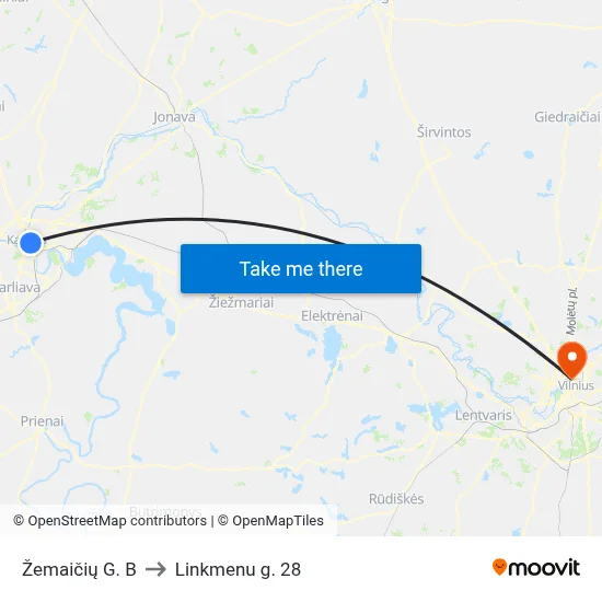 Žemaičių G. B to Linkmenu g. 28 map